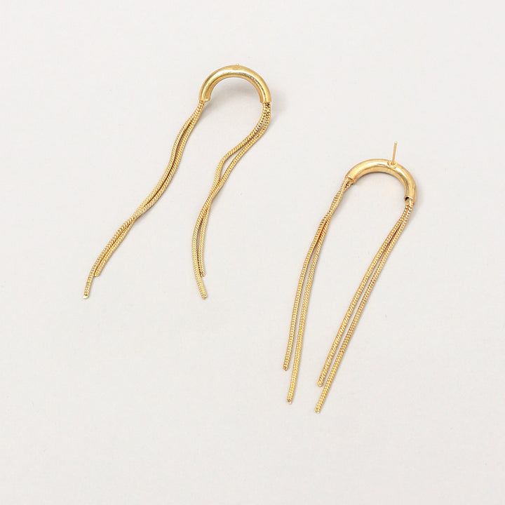 Gold Chain Tassel Earrings