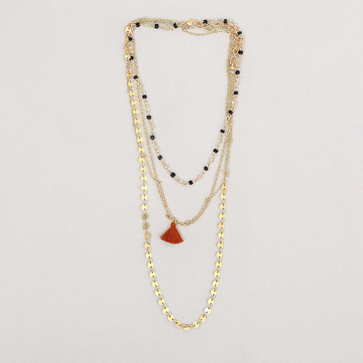Gold-Toned Sequenced & Layered Gold Necklace