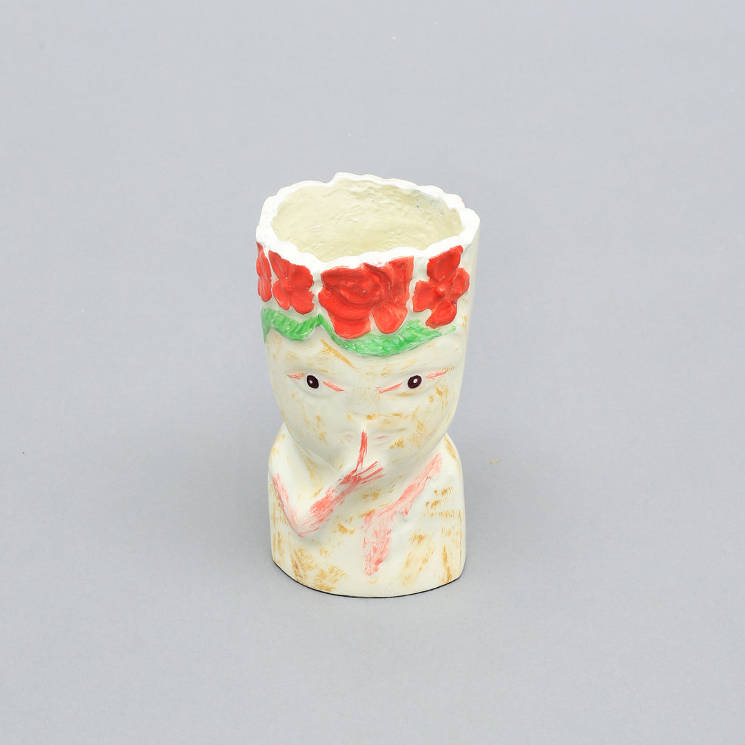 Aluminum Face Vase - Snow White & Pink
