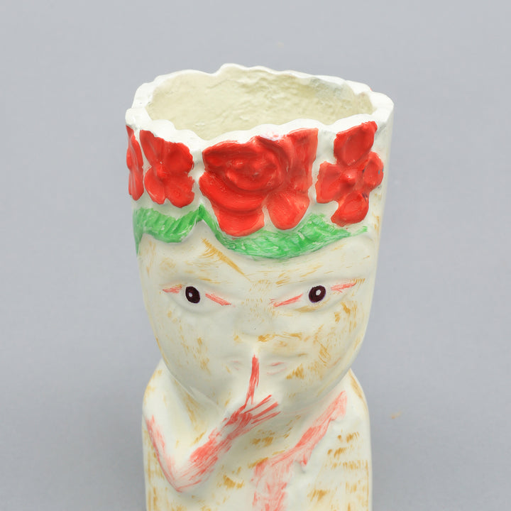 Aluminum Face Vase - Snow White & Pink