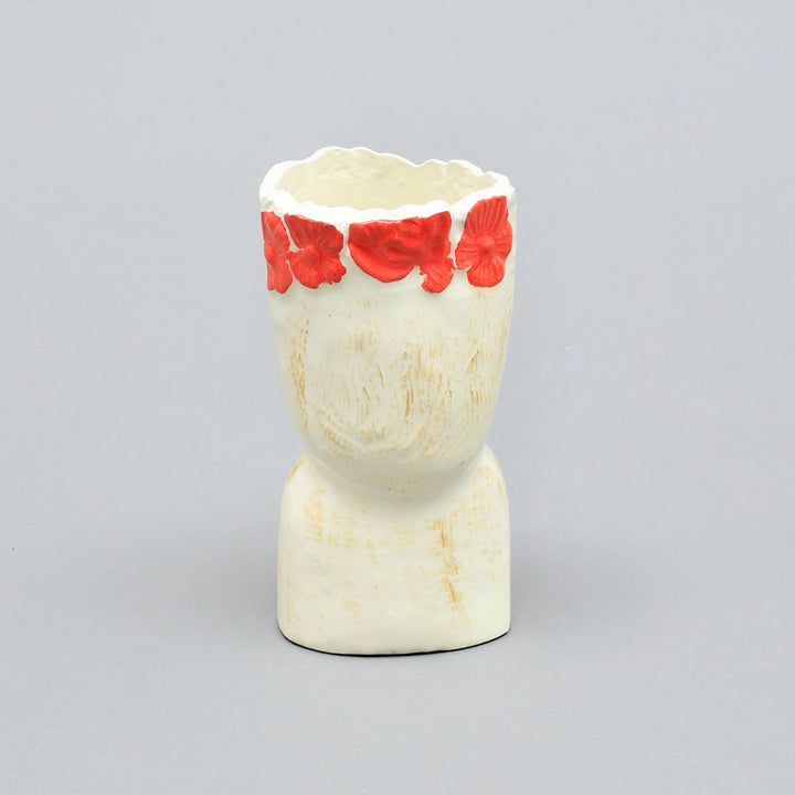 Aluminum Face Vase - Snow White & Pink
