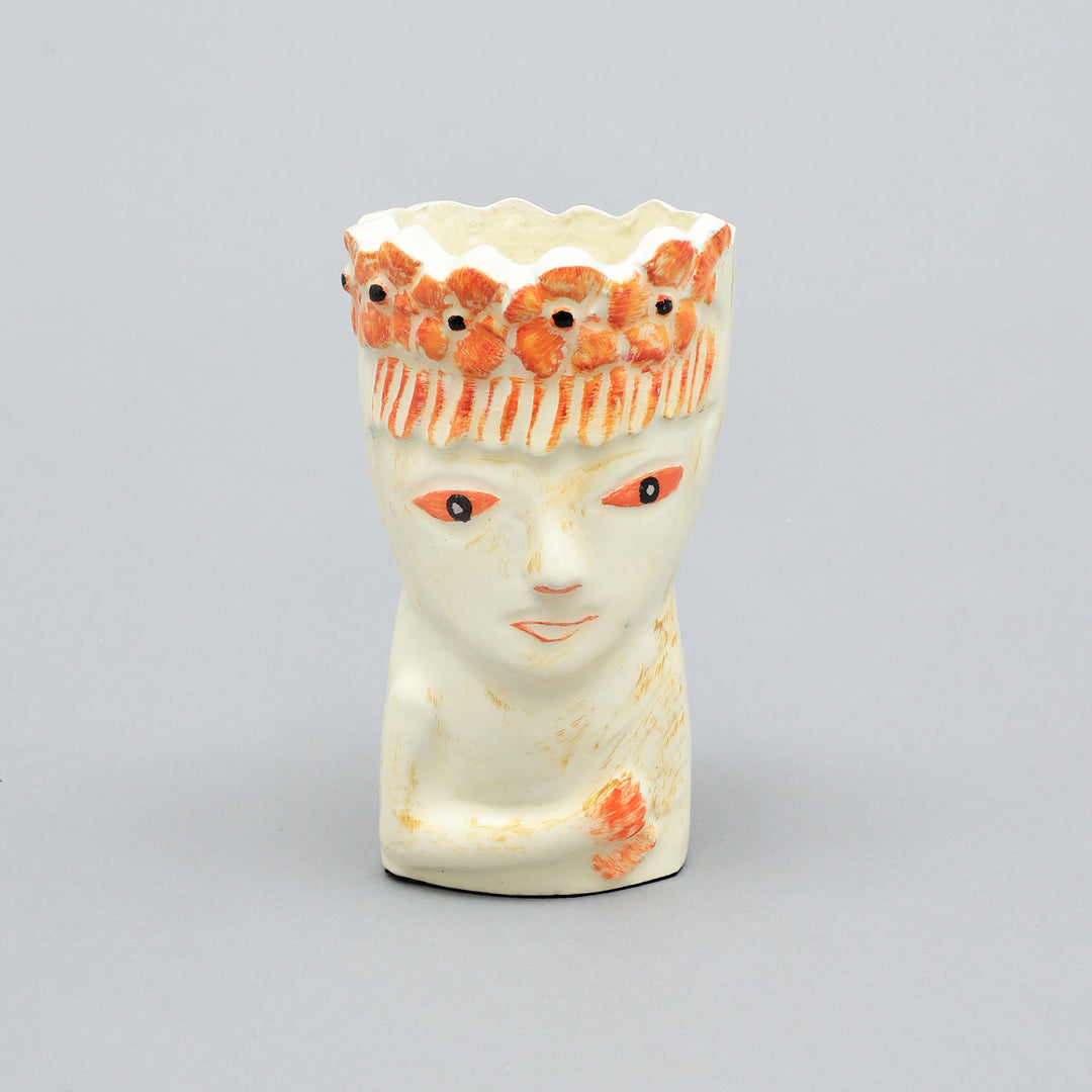 Aluminum Flower Vase - Snow White & Dark Salmon Orange