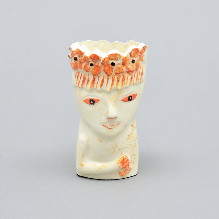 Aluminum Flower Vase - Snow White & Dark Salmon Orange