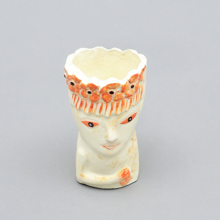 Aluminum Flower Vase - Snow White & Dark Salmon Orange