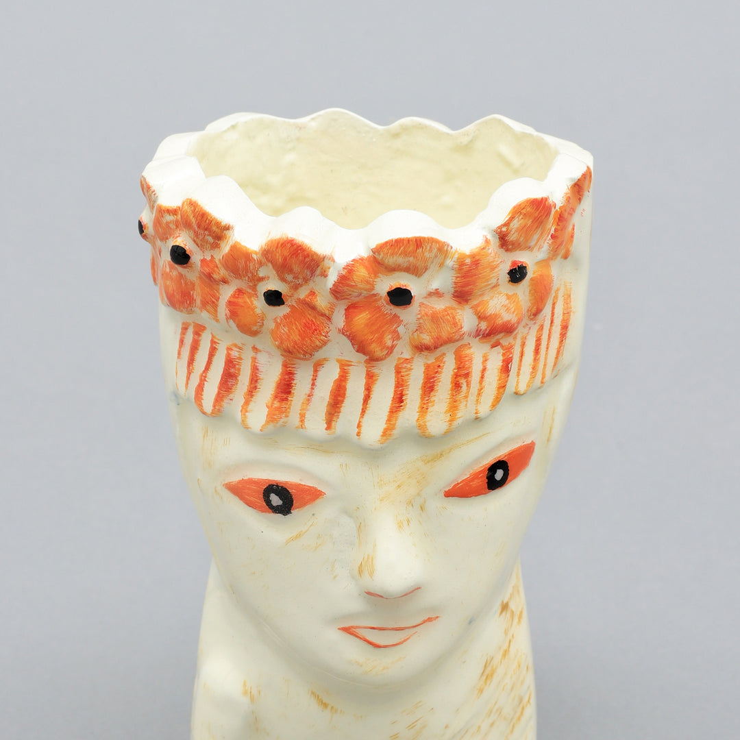 Aluminum Flower Vase - Snow White & Dark Salmon Orange