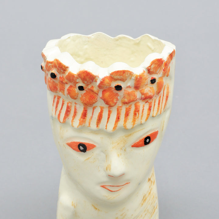 Aluminum Flower Vase - Snow White & Dark Salmon Orange