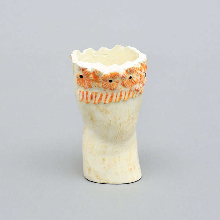 Aluminum Flower Vase - Snow White & Dark Salmon Orange