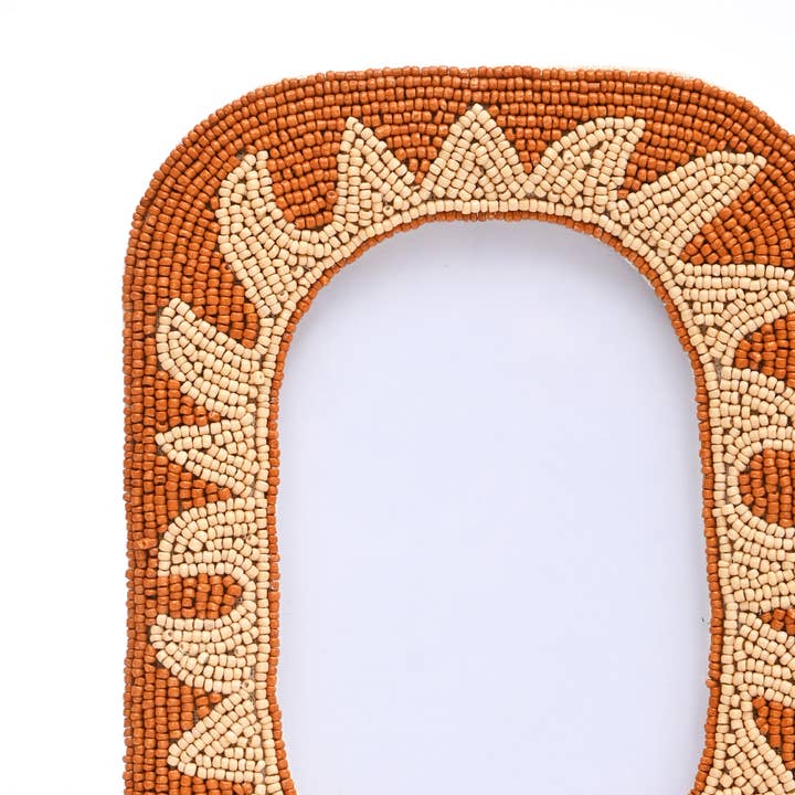 Terracotta Sunburst Beaded Photo Frame  - 4×6 Inch