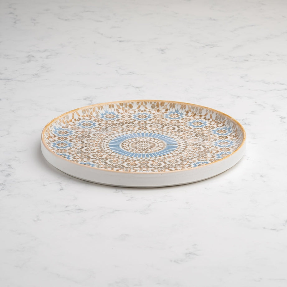 Cruise Tangier Short Rim Stackable Porcelain Plate – Set of 4 | Moroccan Pattern Dinner Plate | Professional Hospitality Tableware