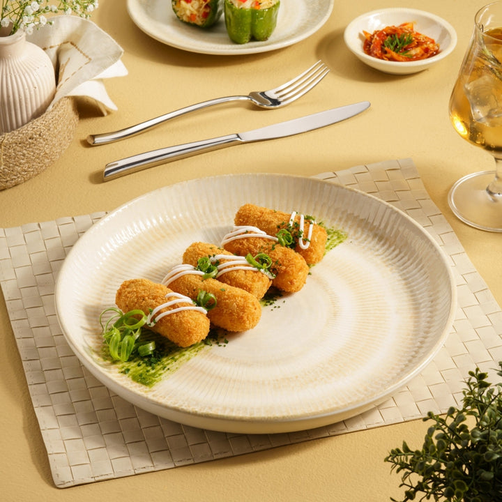Paros Shell Sand Deep Porcelain Plate 26cm – Set of 6 | Pasta & Soup Plate | Professional Hospitality Tableware