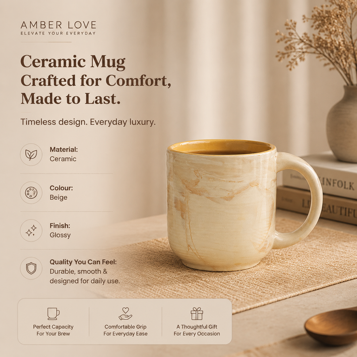 Amber Love Ceramic Coffee Tea Mug Handcrafted