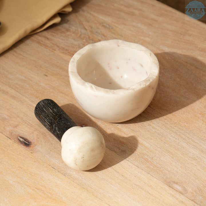 Bean Night Mortar & Pestle – Handcrafted Natural Stone & Marble Kitchen Tool for Herbs, Spices & Seeds