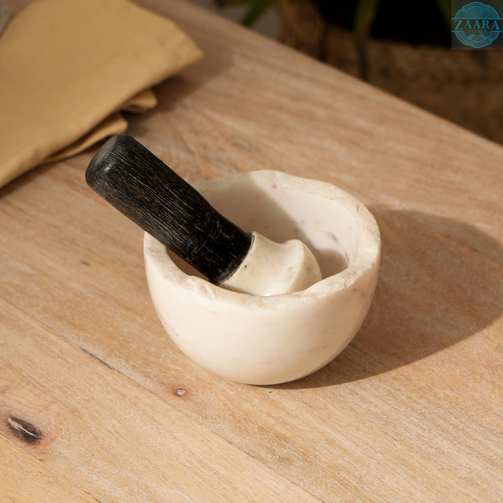 Bean Night Mortar & Pestle – Handcrafted Natural Stone & Marble Kitchen Tool for Herbs, Spices & Seeds
