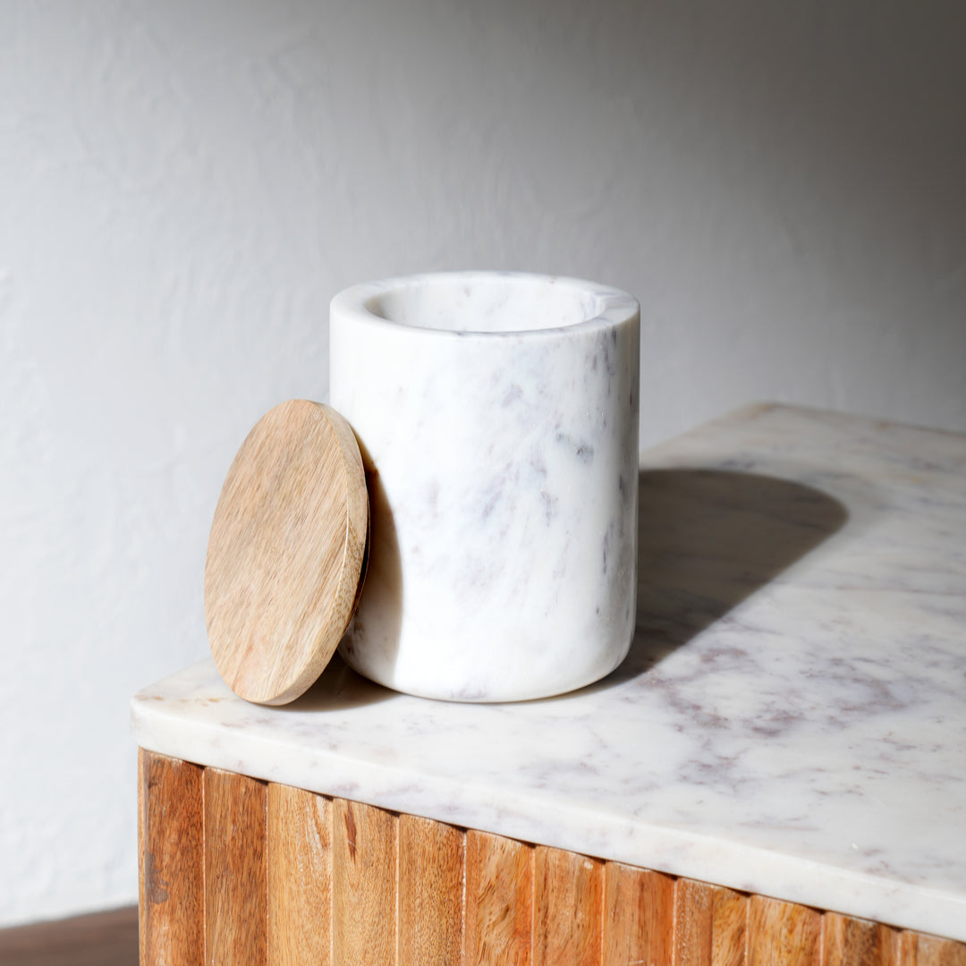 Salta Marble Canister – White, Luxury Storage