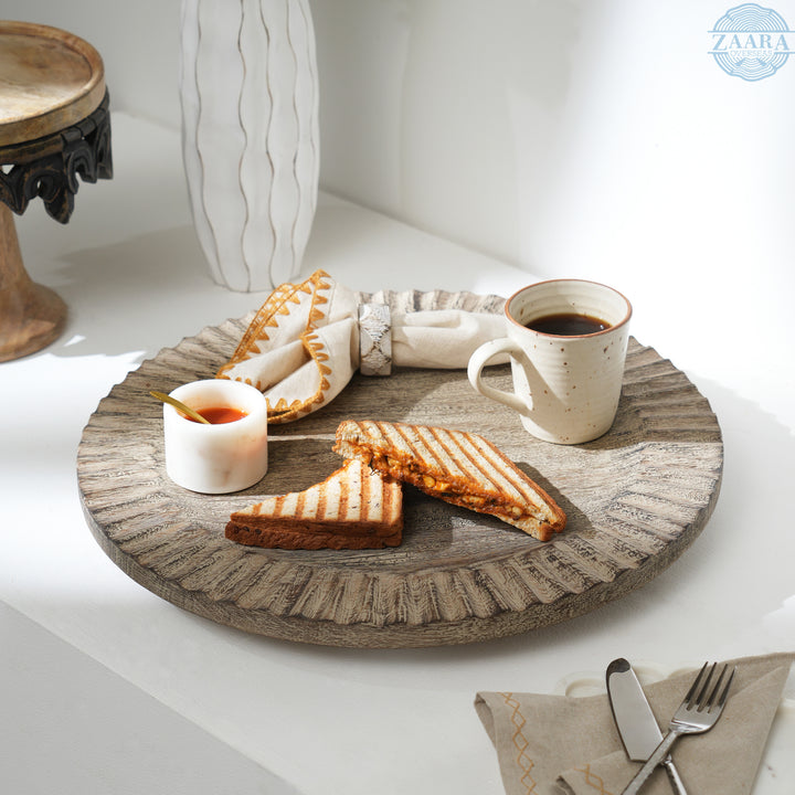 Classic Wooden Lazy Susan – Elegant Rotating Serving Tray - 21321-58BS
