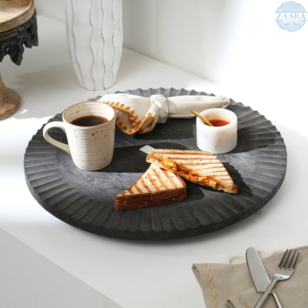 Classic Wooden Lazy Susan – Elegant Rotating Serving Tray - 21321-58CB