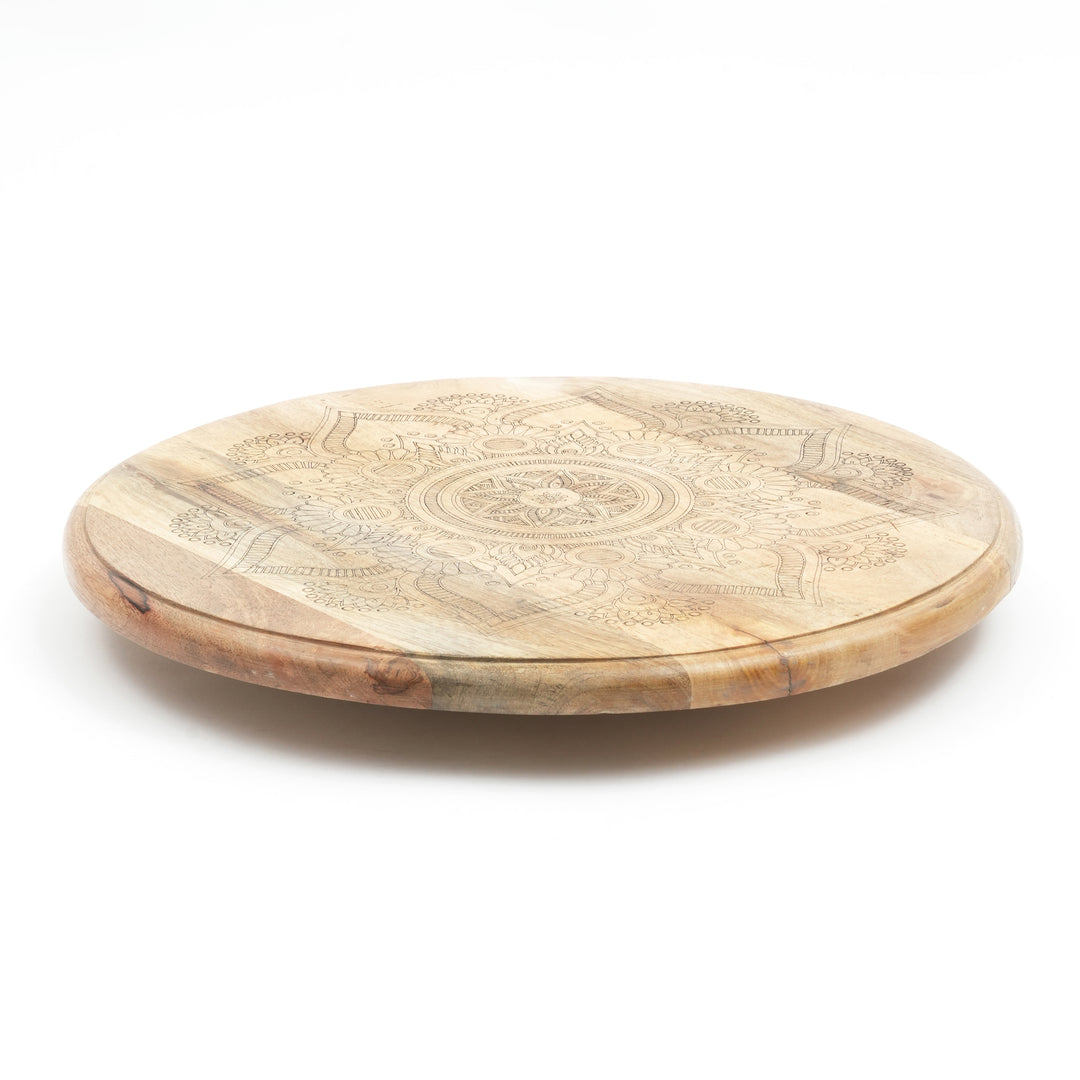 Vassoio girevole in legno Mandala dorato Lazy Susan