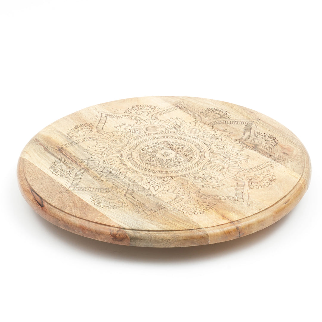 Vassoio girevole in legno Mandala dorato Lazy Susan