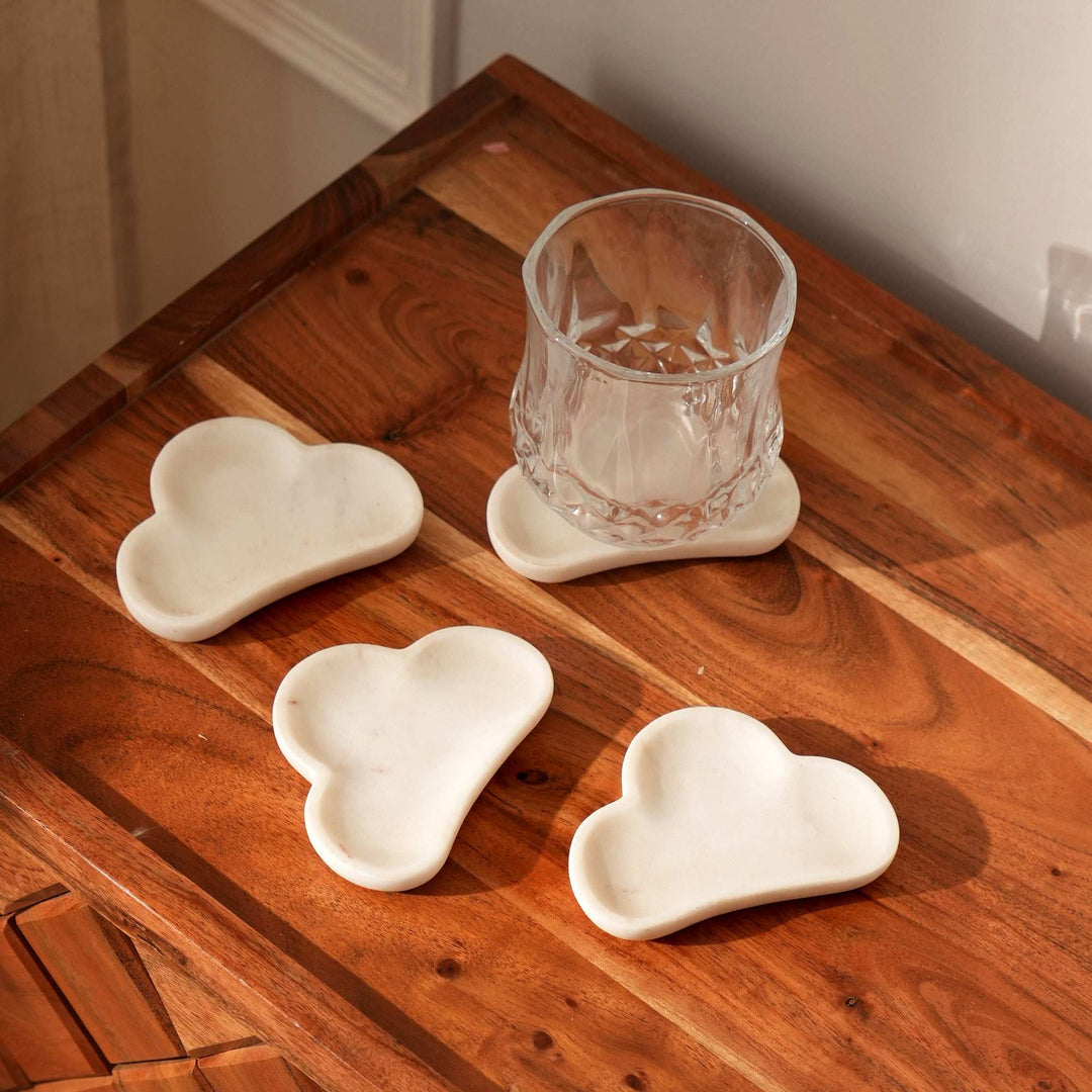 White Marble Heart-Shaped Chopstick Rests Set of 4