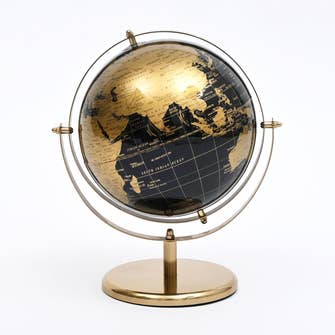 World Globe Decorative Metal Table Accent | Gold & Black