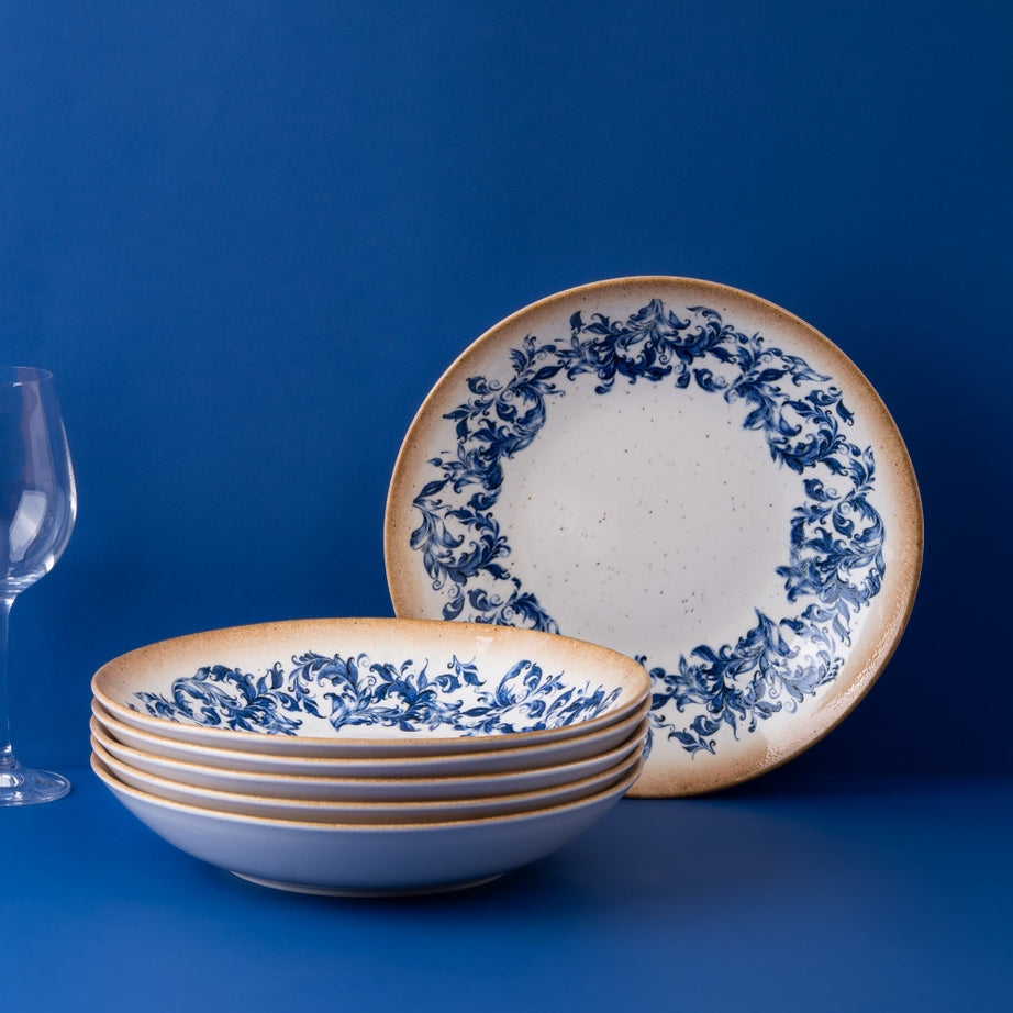Cruise Amalfi Coupe Deep Porcelain Plate | Mediterranean Pasta & Soup Plate | Professional Hospitality Tableware | Set of 6