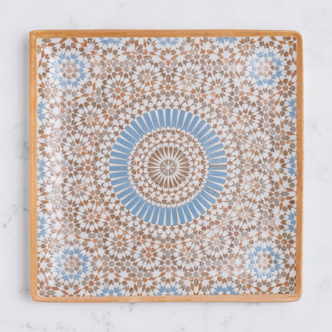 Cruise Tangier Juliet Square Porcelain Platter with Foot 27cm – Set of 6 | Moroccan Serving Platter | Professional Hospitality Tableware