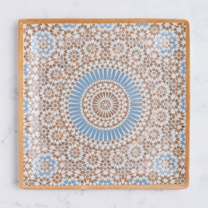 Cruise Tangier Juliet Square Porcelain Platter with Foot 27cm – Set of 6 | Moroccan Serving Platter | Professional Hospitality Tableware
