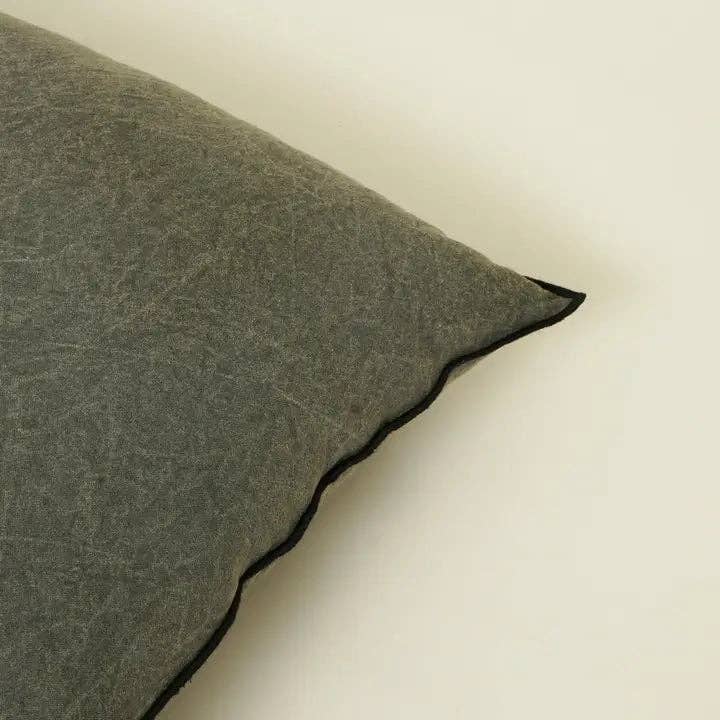 Handmade Cotton & Linen Cushion Cover – Beige, Brown & Green