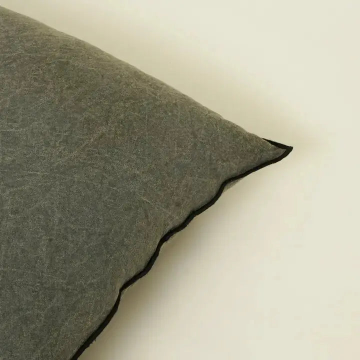 Handmade Cotton & Linen Cushion Cover – Beige, Brown & Green