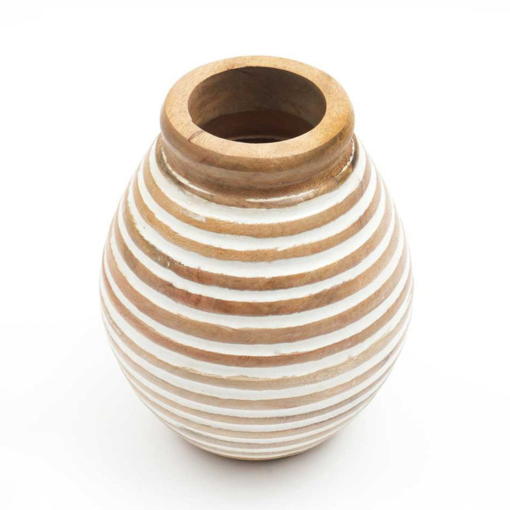 Wooden Decorative Vase – Rustic and Elegant Home Accent - 2808-32
