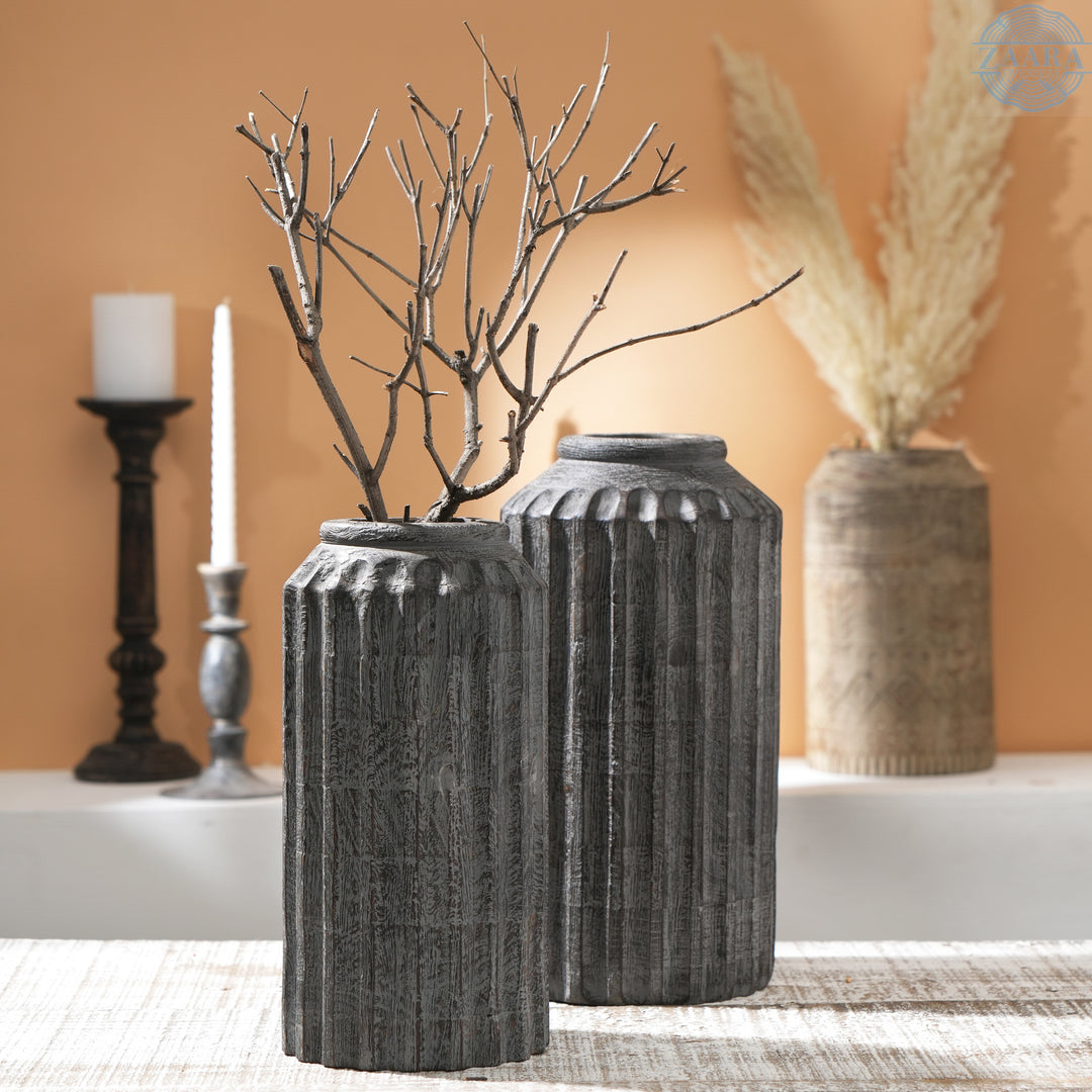 Sophisticated Wooden Vase – Timeless Elegance for Your Décor - 2808-33CR