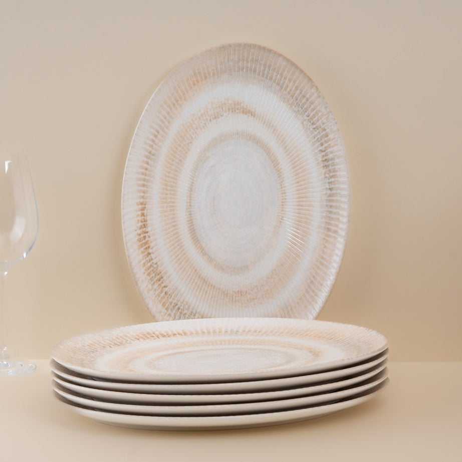 Paros Shell Sand Oval Porcelain Plate with Foot 32cm – Set of 6 | Professional Hospitality Serving Platter