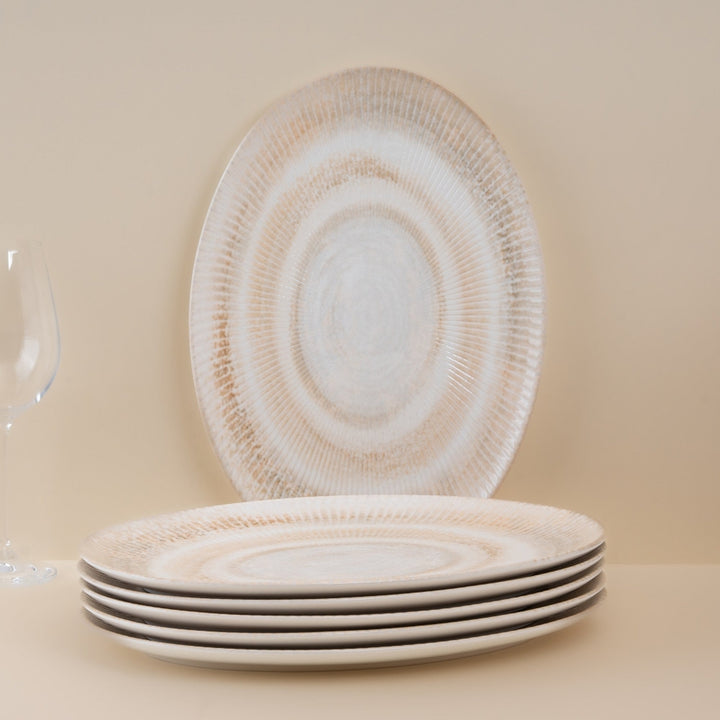 Paros Shell Sand Oval Porcelain Plate with Foot 32cm – Set of 6 | Professional Hospitality Serving Platter