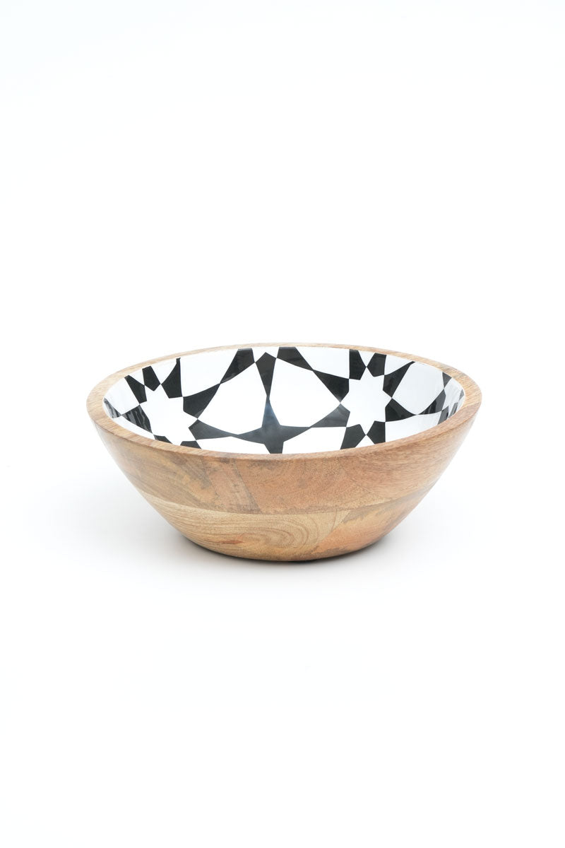 S/3-WOODEN BOWL/TESSILATION PATTERN