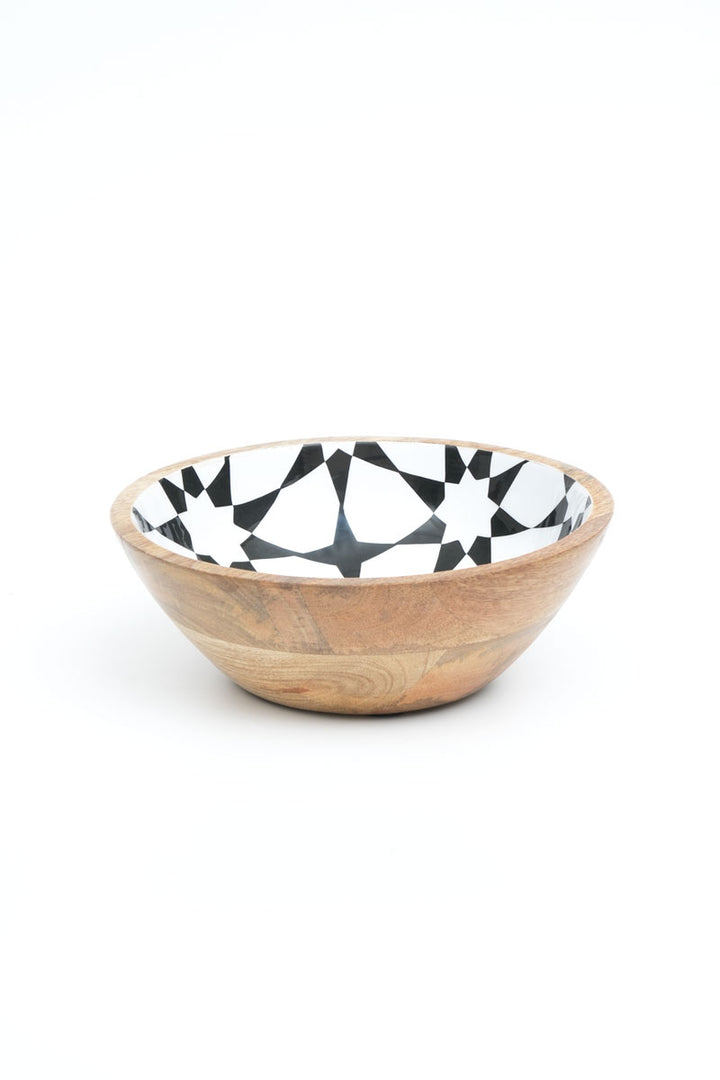 S/3-WOODEN BOWL/TESSILATION PATTERN