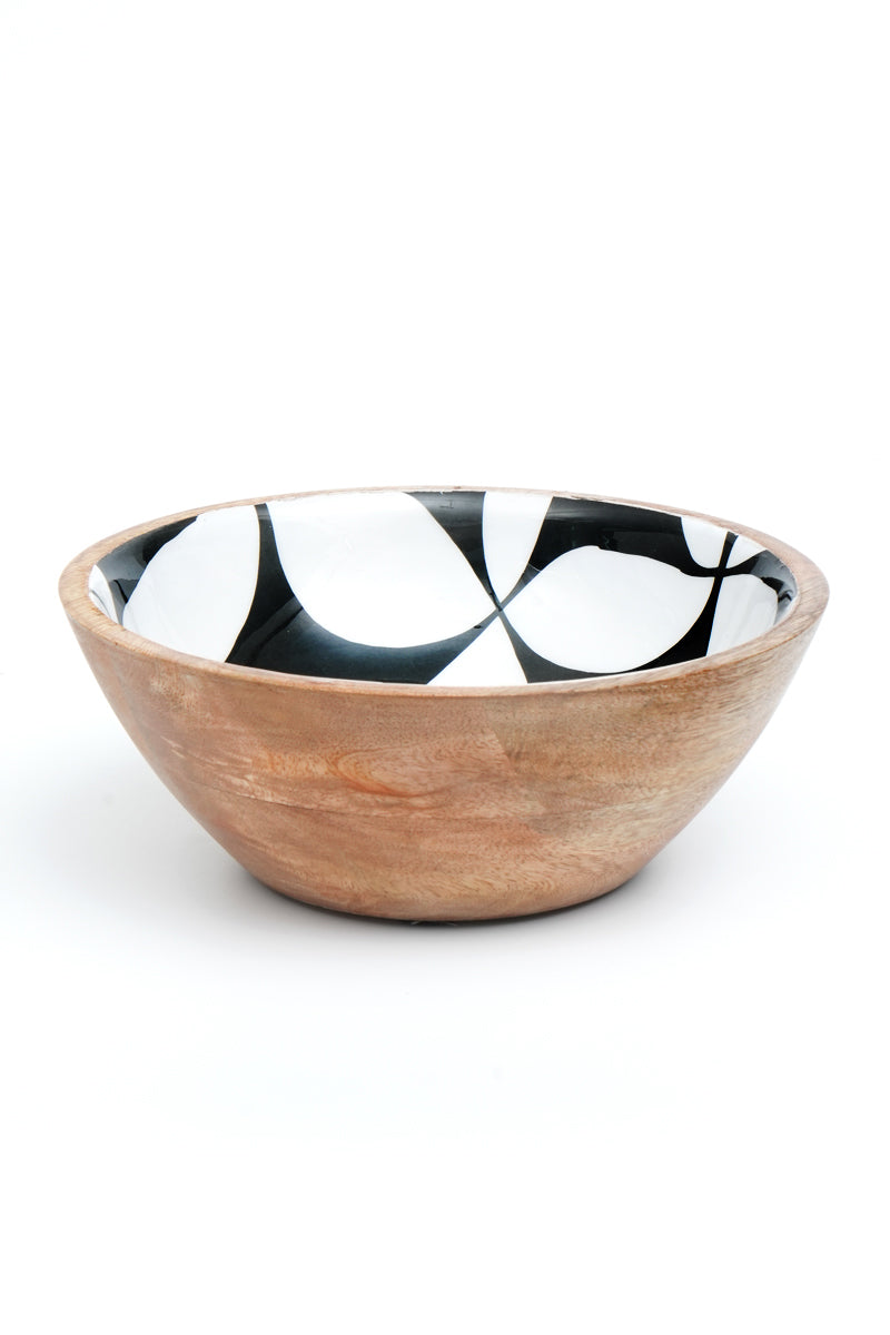 S/3-WOODEN BOWL/FLORAL PATTERN