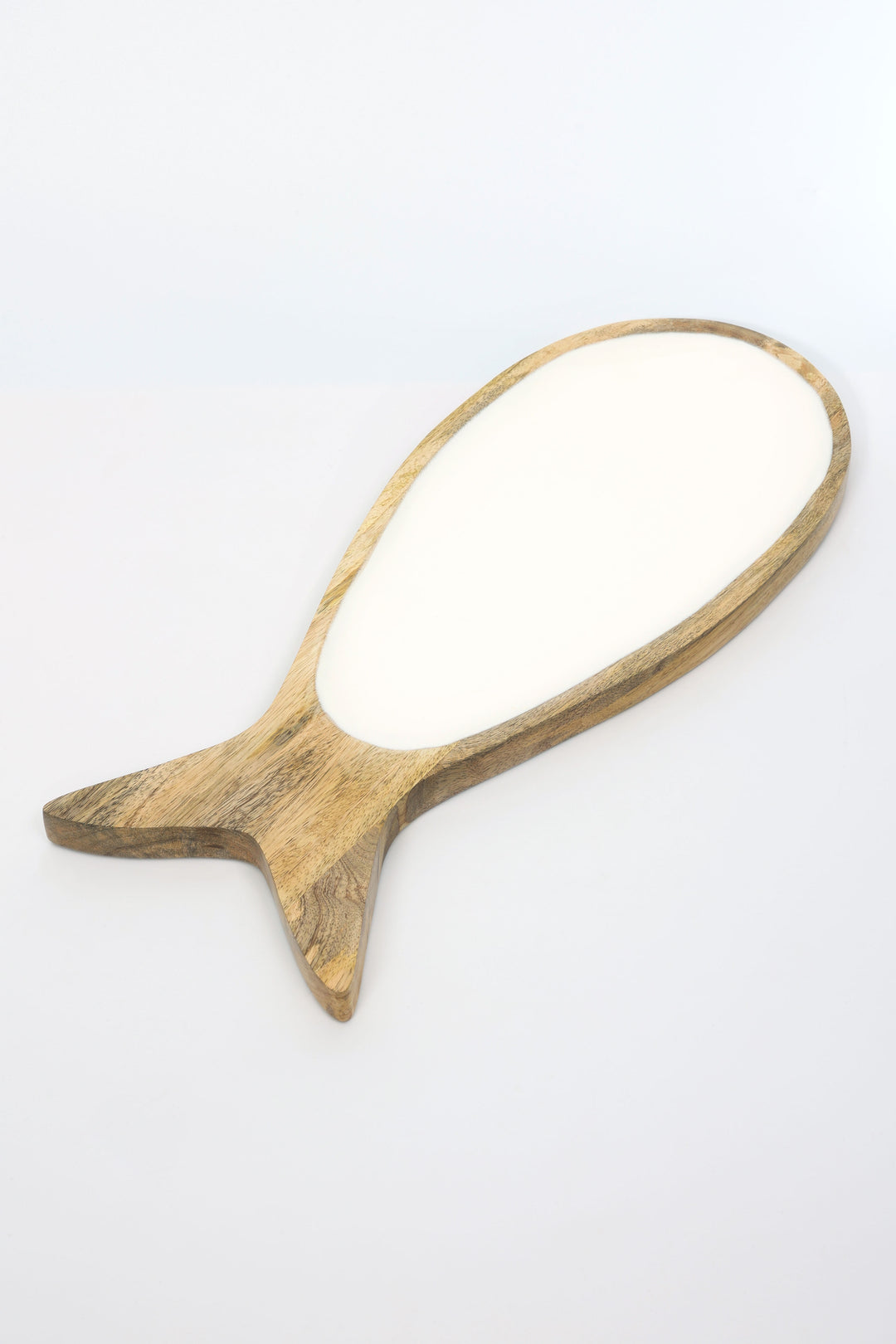Vassoi a forma di pesce in legno con smalto bianco – Piatto da portata elegante e unico