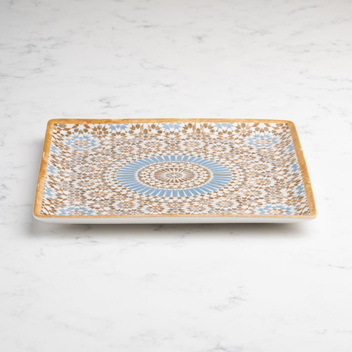 Cruise Tangier Juliet Square Porcelain Platter with Foot 27cm – Set of 6 | Moroccan Serving Platter | Professional Hospitality Tableware