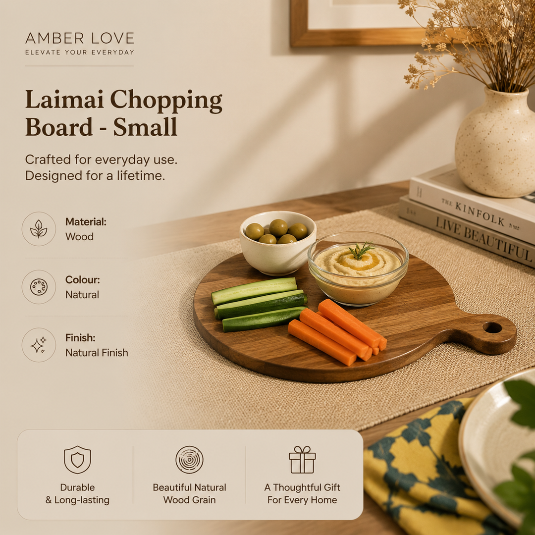 Laimai Small Mango Wood Chopping & Serving Board | Compact Kitchen Cutting Board for Food Prep & Snacks
