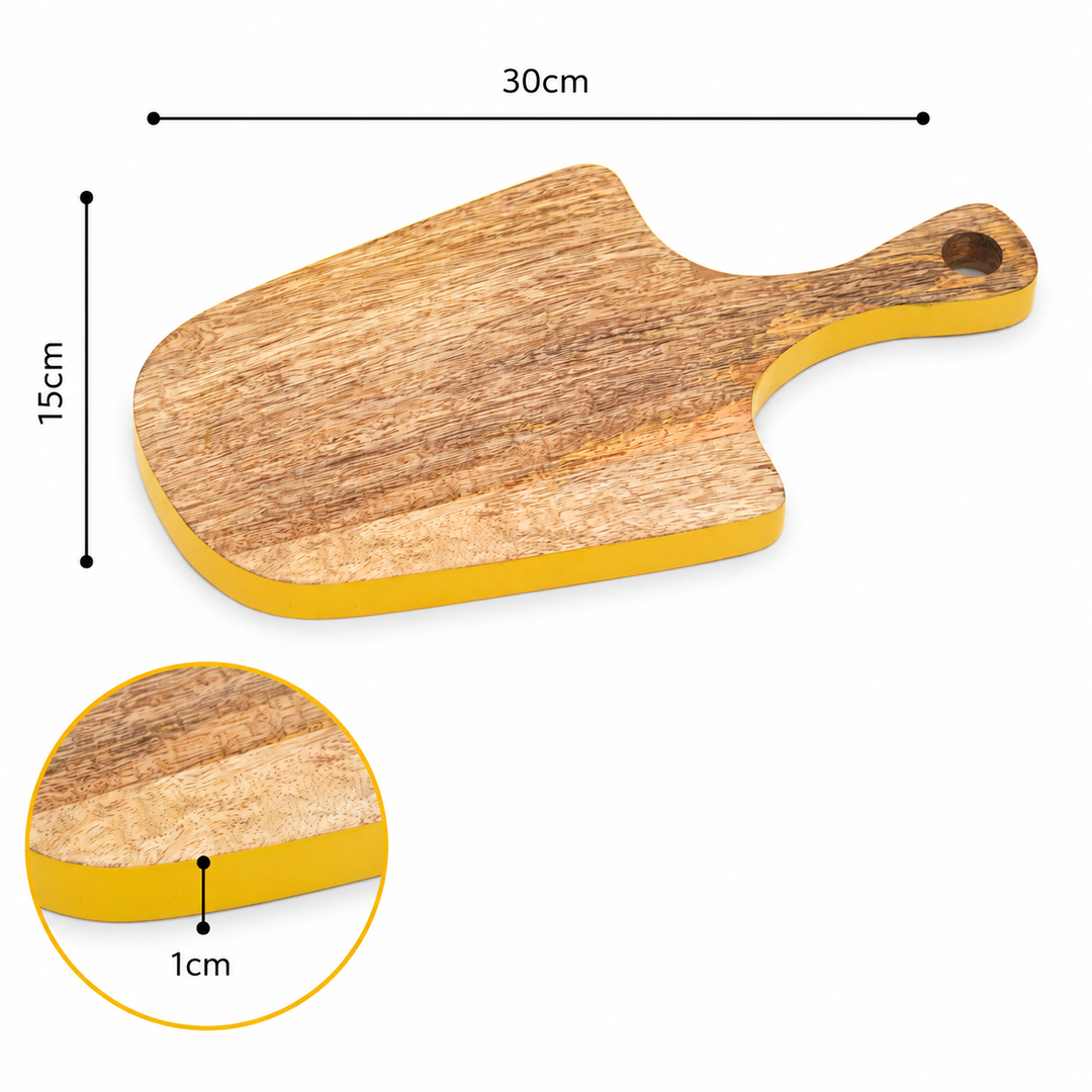 Citron Mango Wood Serving Board with Handle Design