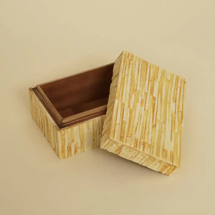 Yellow Striation Elegance Box – Handcrafted MDF & Resin Storage