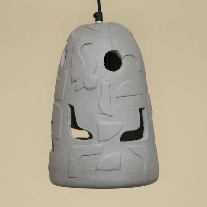Petros Pendant Lamp – Handcrafted Papier-Mâché Hanging Light in Modern Gray
