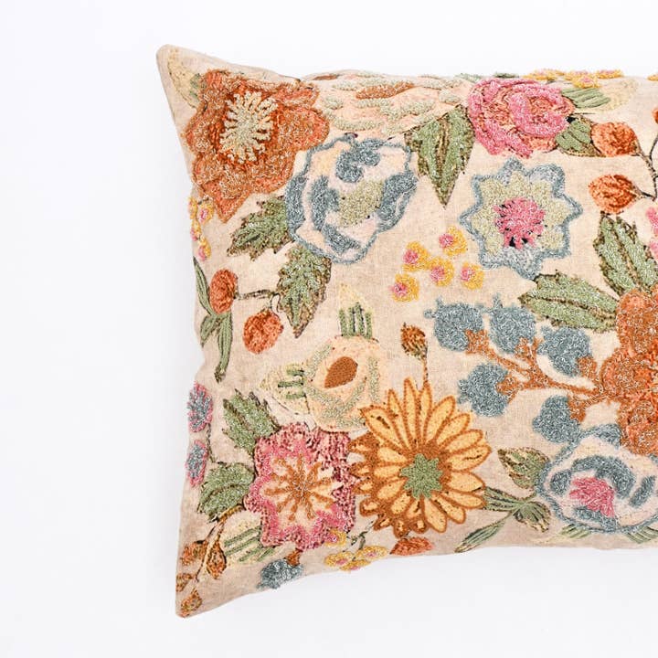 Cotton Lumbar Cushion- Cloud Floral Design- 40x60 cm