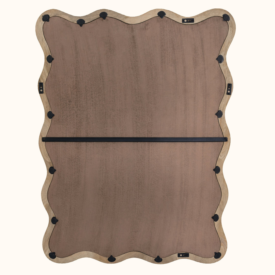 Wavy Rattan Wall Mirror in Natural Mango Wood 90x120 cm
