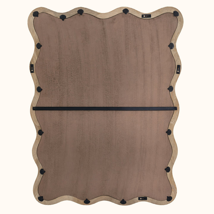 Wavy Rattan Wall Mirror in Natural Mango Wood 90x120 cm