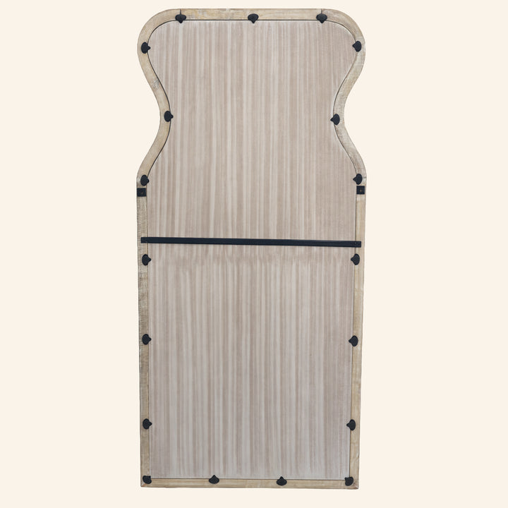 Curved Neck Wall Mirror in Antique White Mango Wood Frame