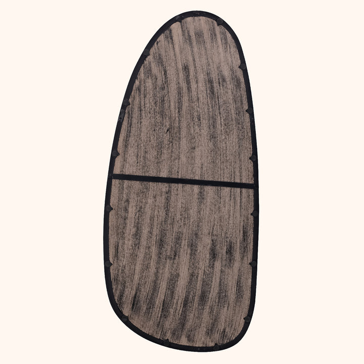Abstract Shape Wall Mirror in Black Wash Mango Wood Frame
