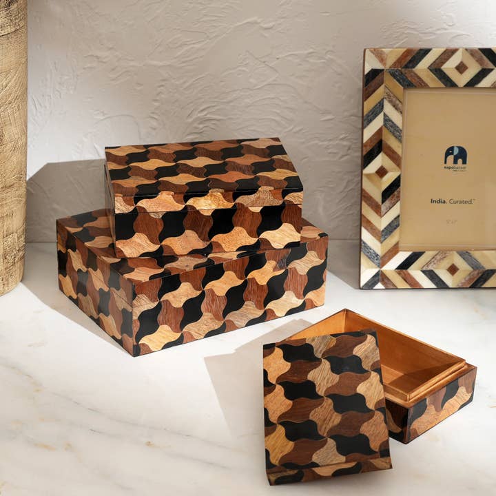Mosaic Wooden Box – Set of 3