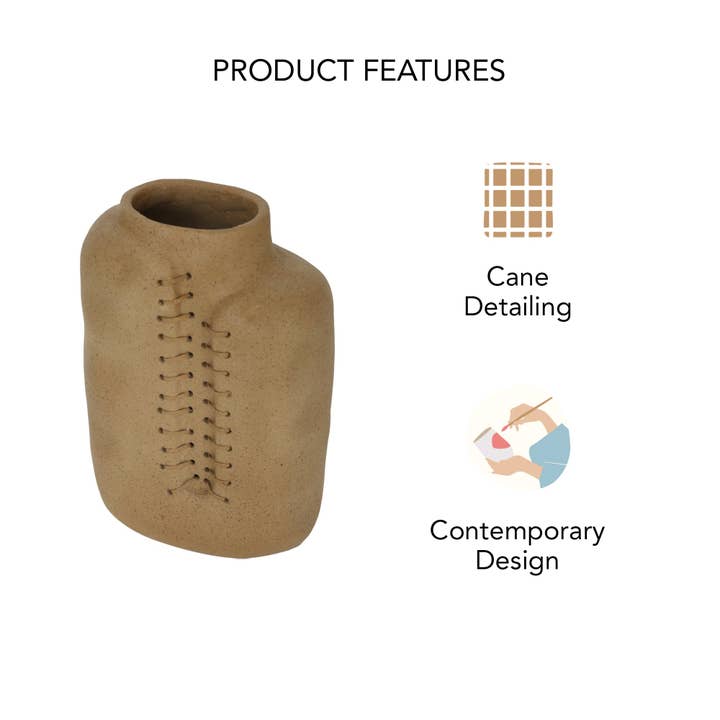 Niraan Handcrafted Ecomix Cane Vase - Eco-Friendly Floral Accent Piece