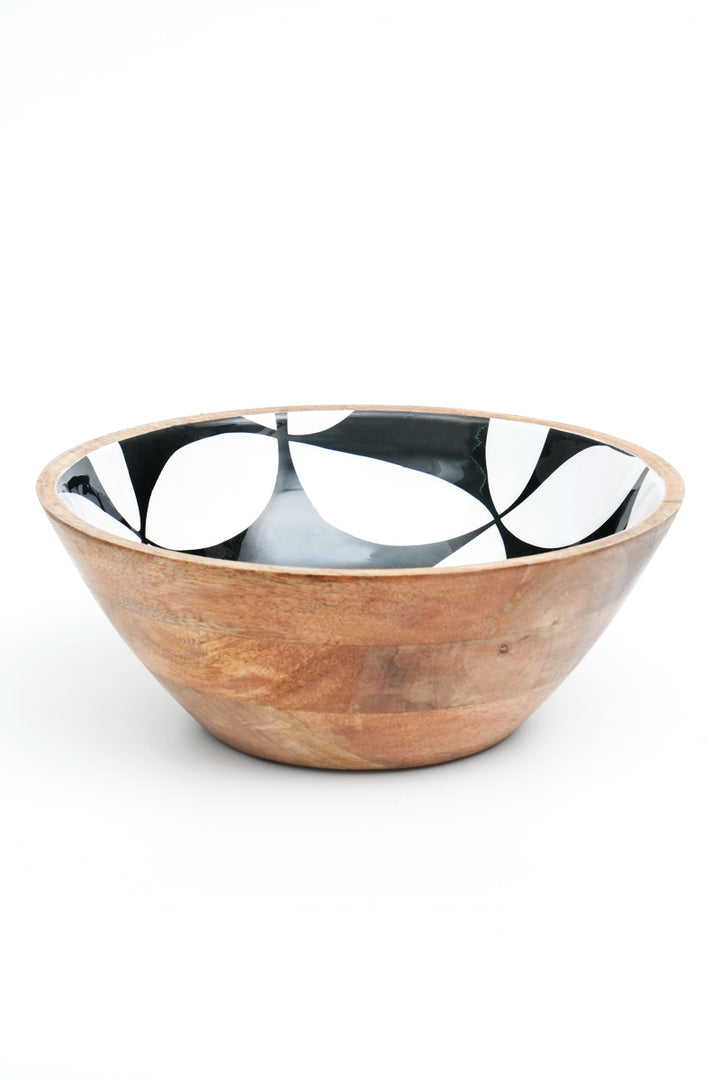 S/3-WOODEN BOWL/FLORAL PATTERN